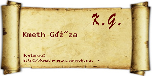 Kmeth Géza névjegykártya